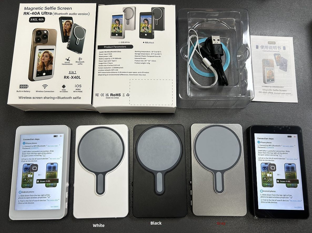 Magnetic Wireless Phone Selfie Screen Mirror with Zoom and Audio - FREE SHIPPING!