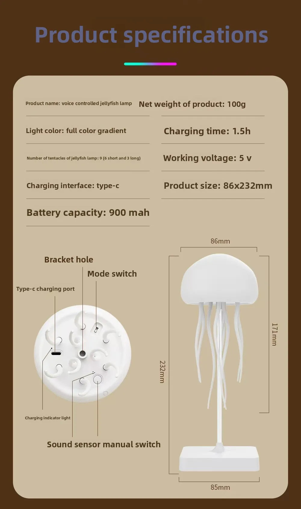Voice-Controlled Jellyfish LED Night Light