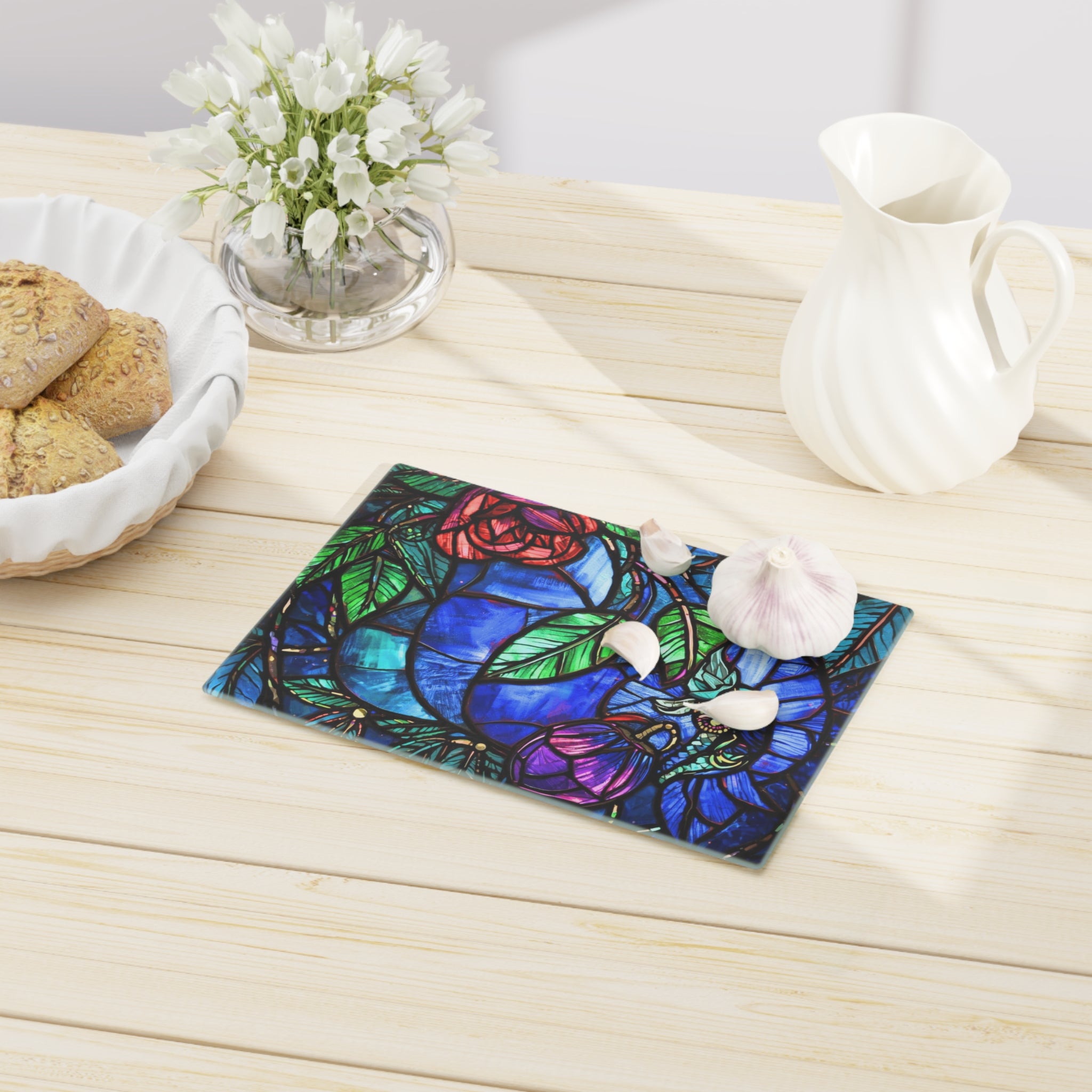 Midnight Garden Glass Cutting Board